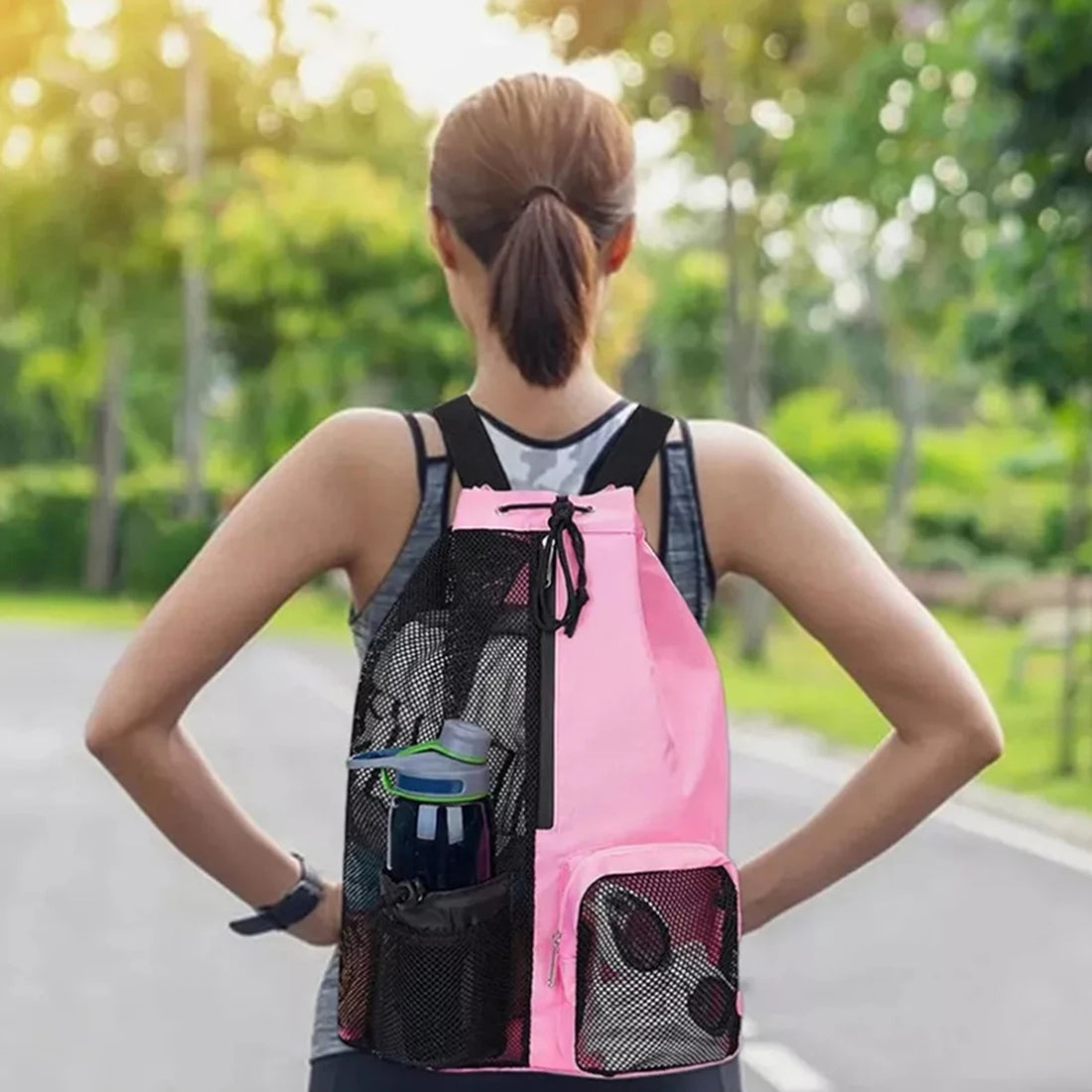 Mesh Drawstring Gym Backpack