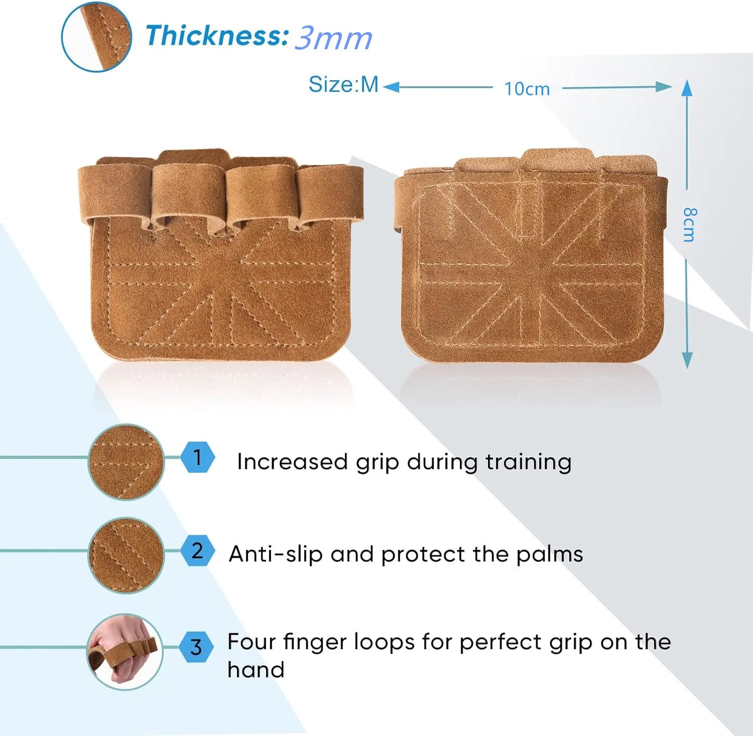 Cowhide Weightlifting Grip Gloves